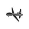 Military drone automatic unmanned control black glyph icon. Army aircraft for intelligence and attack template. Sign for web page