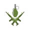 Military emblem. Army logo. Crossed rifles and grenade. Gun and