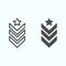 Military epaulet line and glyph icon. Army rank vector illustration isolated on white. Military badge outline style