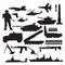 Military equipment set, the weapon  armed forces icon set