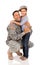 Military father hugging daughter