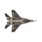 Military fighter jet top view monochrome flat in gray color theme