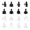 Military, fireman, artist, policeman.Profession set collection icons in black,outline style vector symbol stock