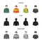 Military, fireman, artist, policeman.Profession set collection icons in cartoon,black,monochrome style vector symbol