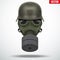 Military german helmet with gas mask