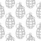 Military grenade. Hand drawn sketch. Seamless pattern background