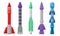 Military Guided Missiles of Different Color and Shape Vector Set