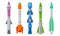 Military Guided Missiles of Different Color and Shape Vector Set