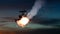 Military gunships being hit by missile and exploding