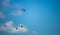 Military Helicopters soaring in the blue sky