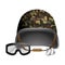 Military helmet and goggle and dog tag plates