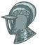 Military helmet of knight, warrior armour vector