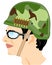 Military in helmet on white background is insulated