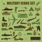 Military icon set. Constructor, kit.