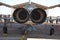 Military jet exhaust. Aircraft exhaust and nozzle detail. External view detailed