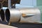 Military jet exhaust. Aircraft exhaust and nozzle detail. External view detailed