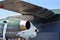 Military jet exhaust. Aircraft exhaust and nozzle detail. External view detailed