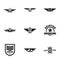 Military label icons set, simple style