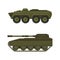 Military Machine and Armored Vehicle for Off-road Track Vector Set