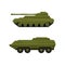 Military Machine and Armored Vehicle for Off-road Track Vector Set