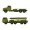 Military Machine and Armored Vehicle for Off-road Track Vector Set