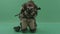 Military man cties on his knees against chromakey background