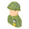 Military man icon isometric vector. Soldier camouflage uniform with star badge