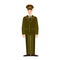 Military man of Russian armed force wearing uniform. Infantryman or serviceman. Officer, sergeant or lieutenant isolated