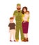 Military man, serviceman or soldier dressed in camouflage clothing, his wife and children. Happy family. Smiling flat cartoon