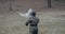 Military Man Waving White Flag During War.