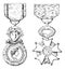 Military Medal, Cross of the Legion of Honor, vintage engraving