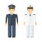 Military naval officer in full dress. Flat vector cartoon illustration.