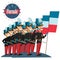 Military parade during the ceremonial of french national holiday Bastille day vector illustration, officer army on