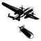 Military plane, bomber and bomb, rocket