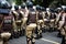 Military police soldiers parade together during Brazilian independence day