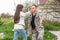 military reunion between father and daughter. military dad embracing his daughter on his homecoming. Army soldier