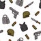 Military seamless pattern. Weapons pattern. Vector Illustration.