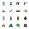 Military service filled outline icons set