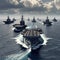 Military Ships at Sea Navy Vessels in the Pacific as Part of a Carrier Strike Group. digital ai art