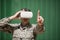 Military soldier using virtual reality headset