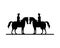 Military soldiers in horses silhouettes isolated icons