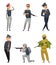 Military soldiers with various weapons. Vector characters