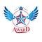 Military Star emblem, winged victory award symbol created using