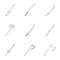Military steel weapons icon set, outline style