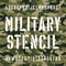 Military stencil alphabet font. Type letters and numbers on distressed camo seamless background.