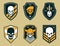 Military stripes, emblems, badges. Signs of different types of troops, ranks. Vector illustration