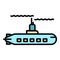 Military submarine icon color outline vector