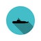 Military submarine long shadow icon. Simple glyph, flat vector of transport icons for ui and ux, website or mobile application