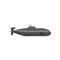 Military submarine. Underwater transport. Black naval vehicle. Flat vector illustration. Side view. Graphic design for