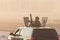 Military SUV army vehicle close up of guns and military personel aiming and shooting.  Military and war concept of power, force,